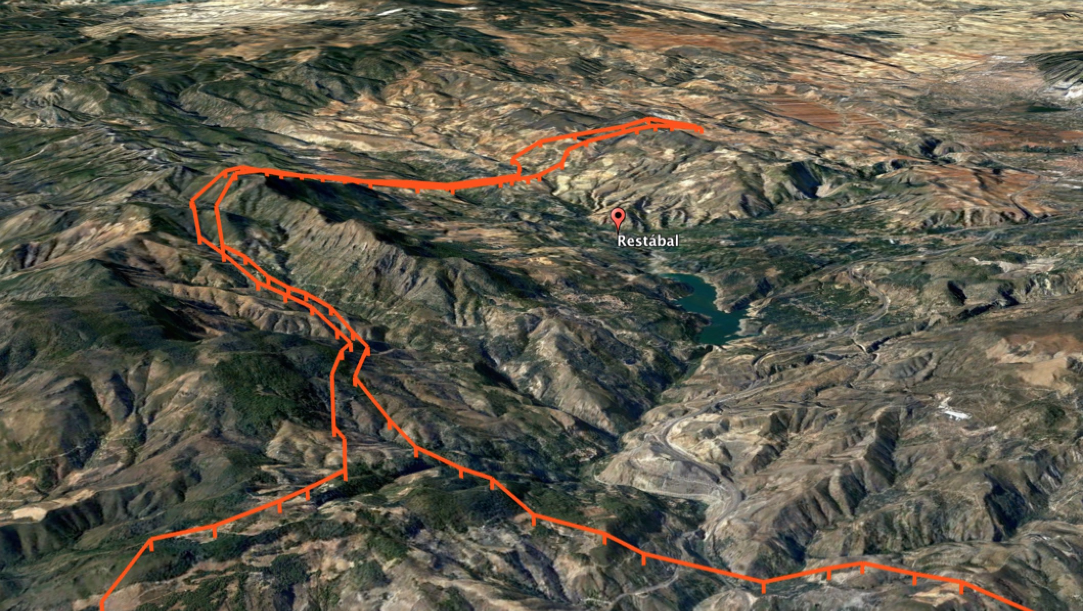 la ruta de las lineas electricas en 3D.